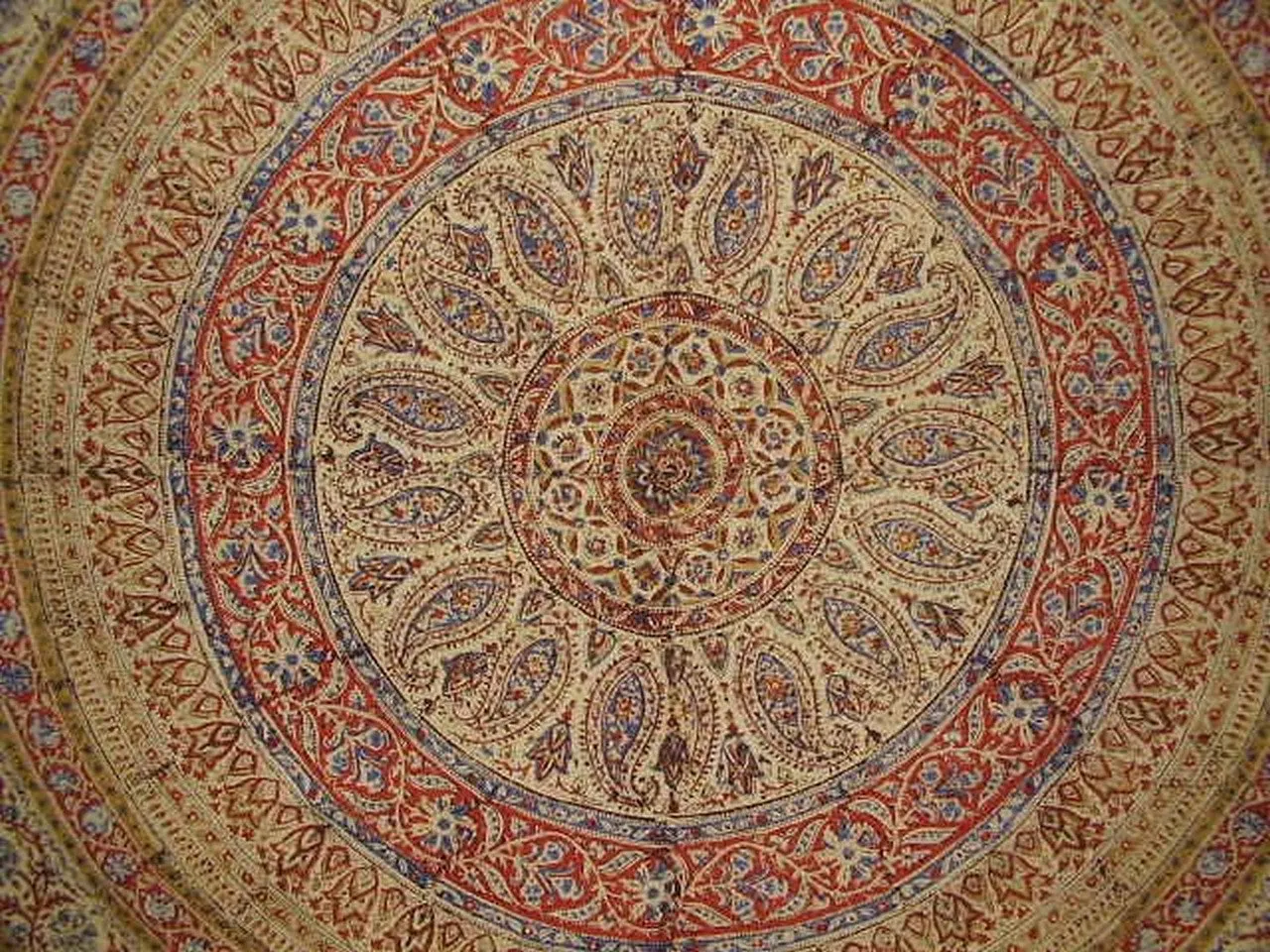 Kalamkari Block Print Tapestry Cotton Spread 106" x 70" Twin Multi Color