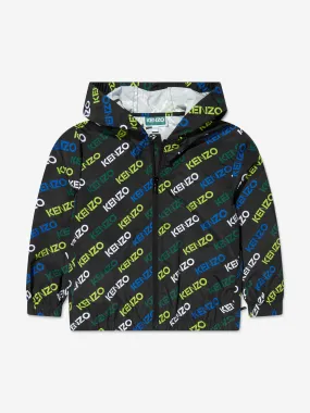 KENZO Kids Hooded Logo Windbreaker in Black
