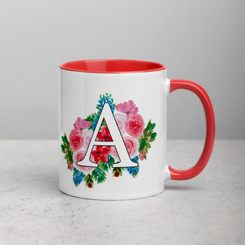 Letter A Floral Mug