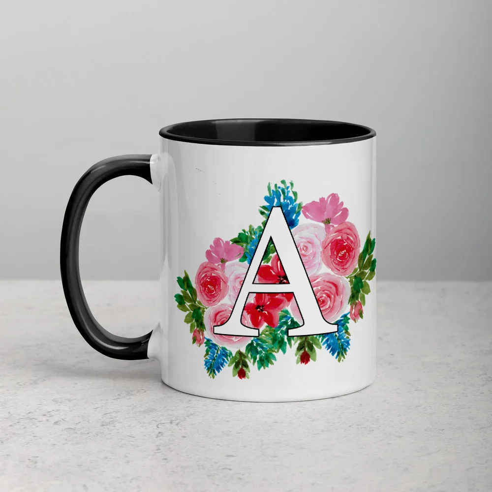Letter A Floral Mug