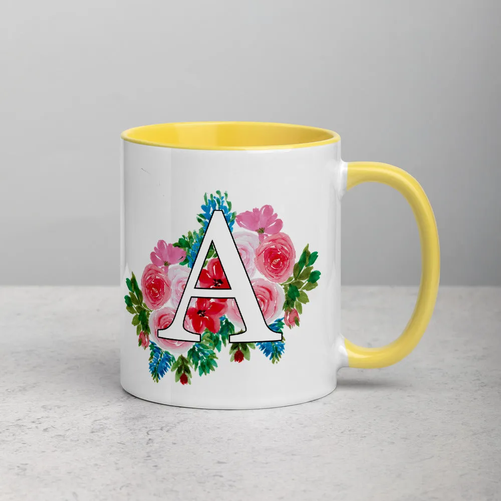 Letter A Floral Mug