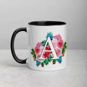 Letter A Floral Mug