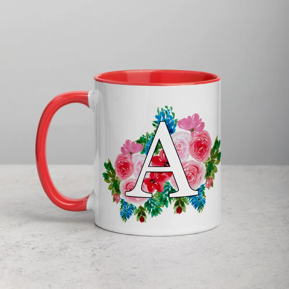Letter A Floral Mug