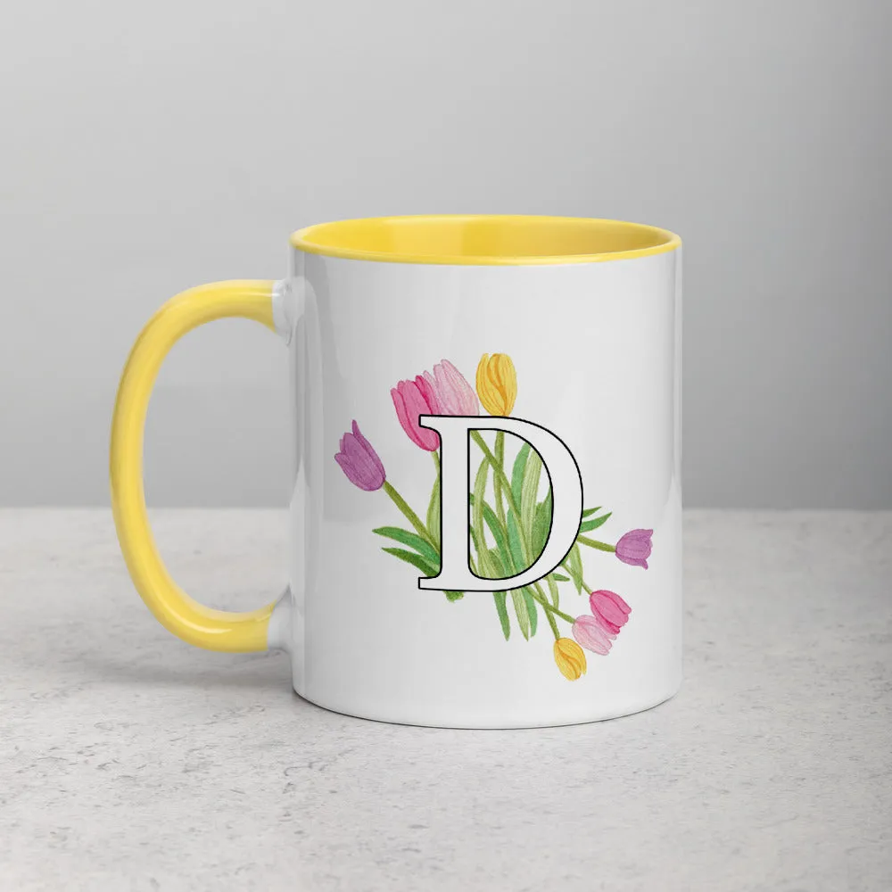 Letter D Floral Mug