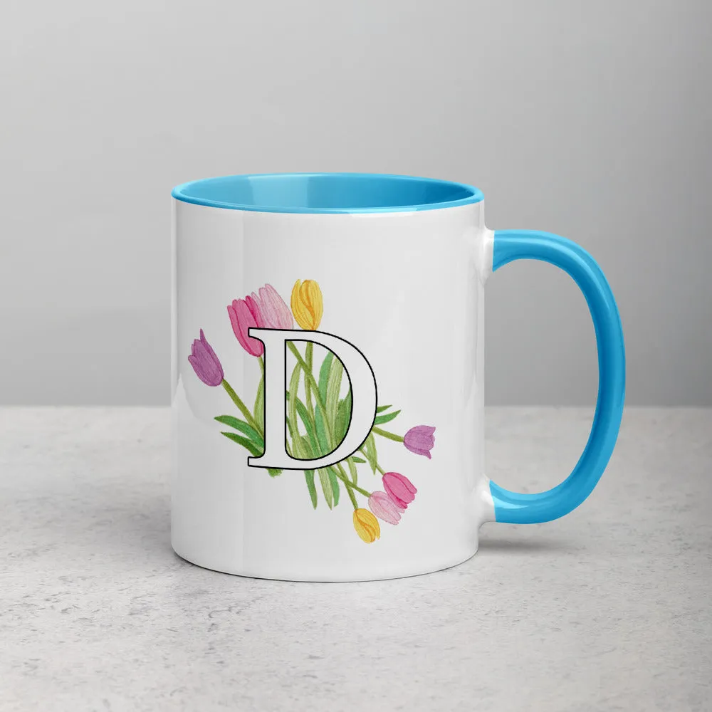 Letter D Floral Mug