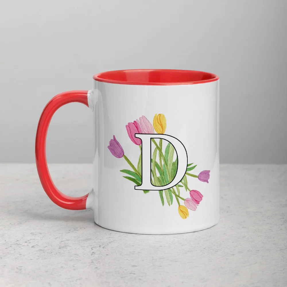 Letter D Floral Mug