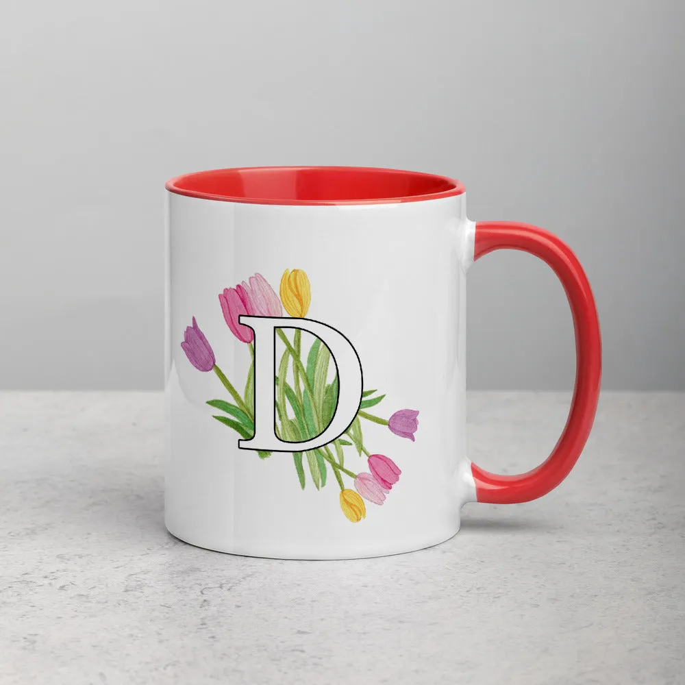 Letter D Floral Mug