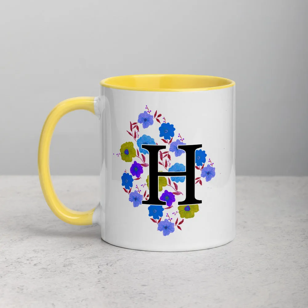 Letter H Floral Mug