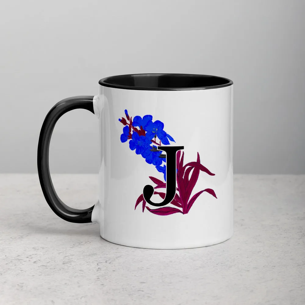 Letter J Floral Mug