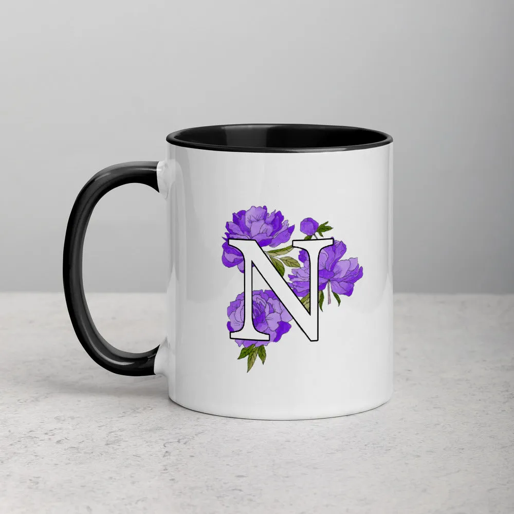 Letter N Floral Mug