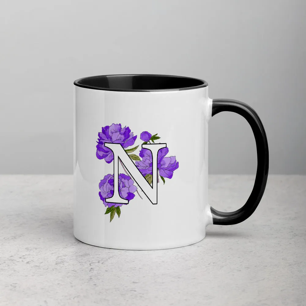 Letter N Floral Mug