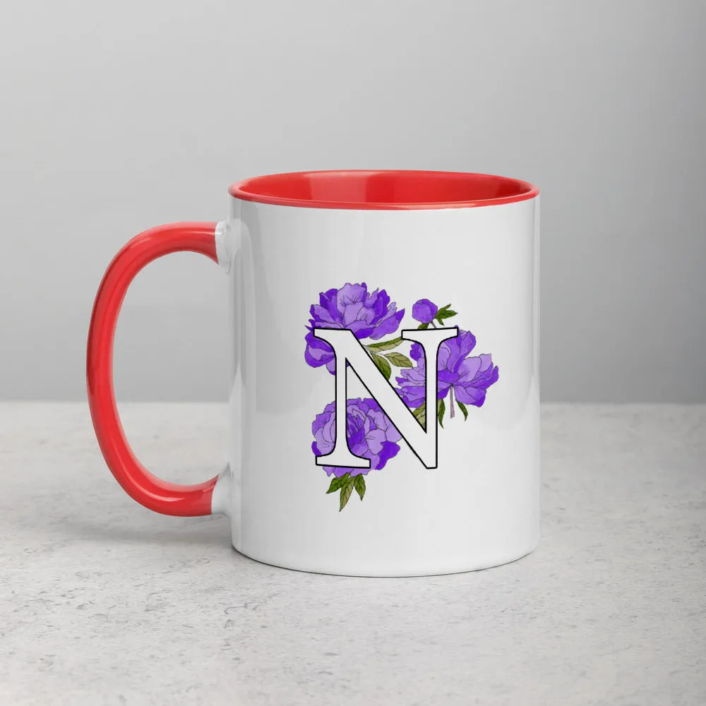 Letter N Floral Mug