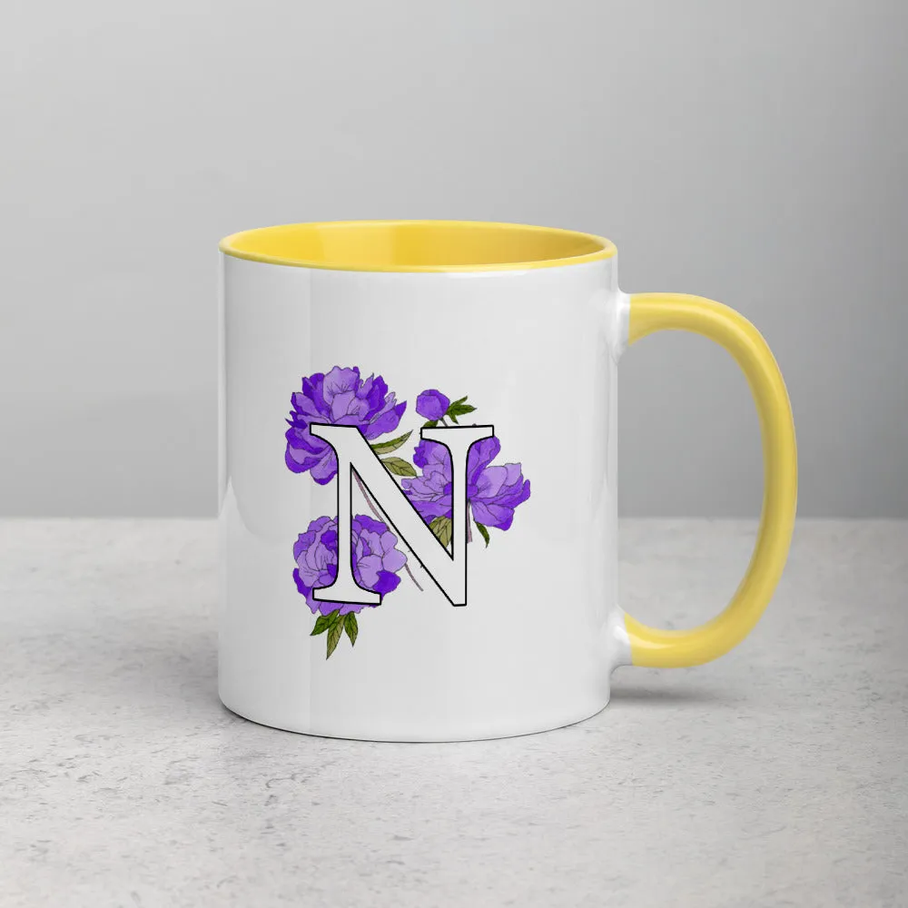 Letter N Floral Mug