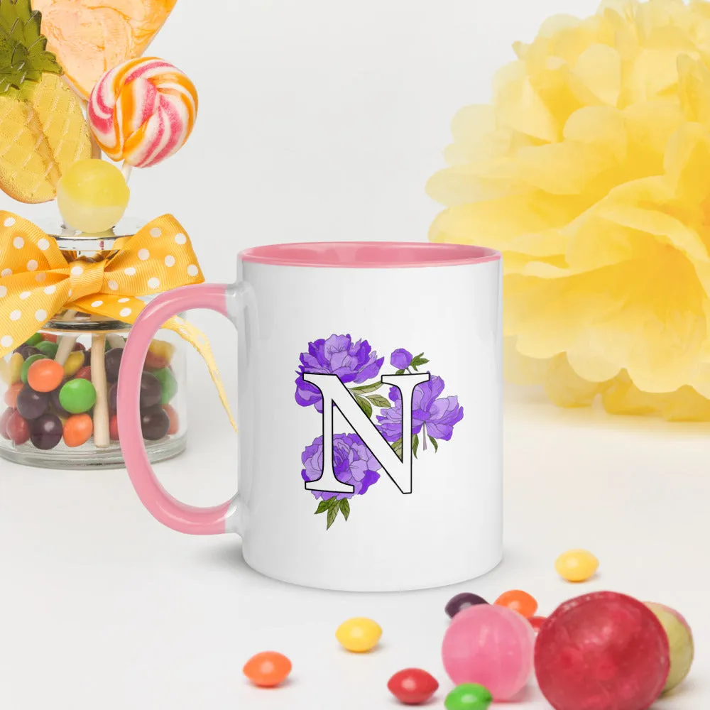 Letter N Floral Mug