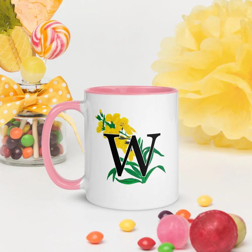 Letter W Floral Mug