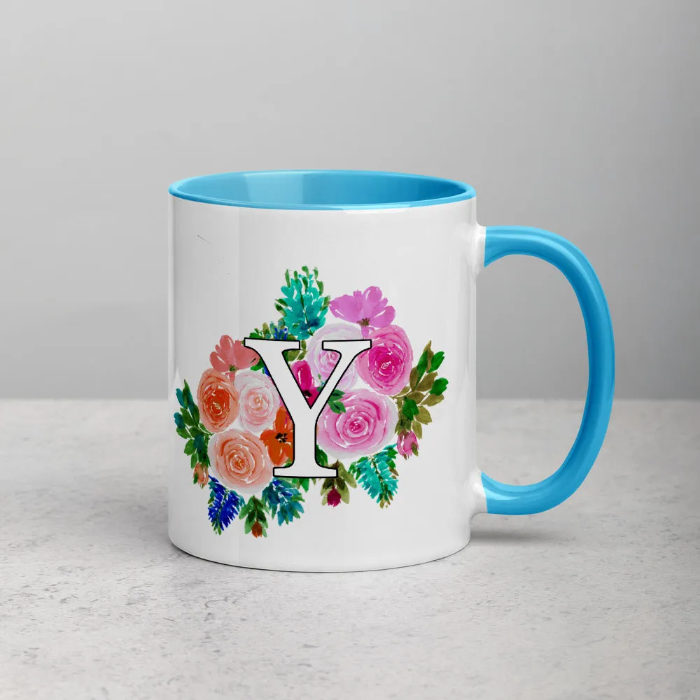 Letter Y Floral Mug