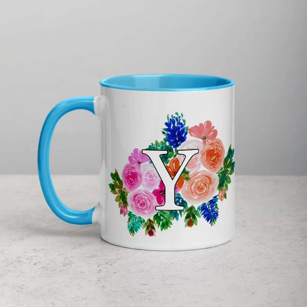Letter Y Floral Mug
