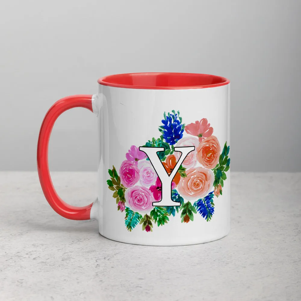 Letter Y Floral Mug