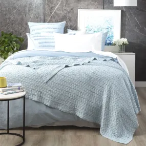 Lexico Washed Cotton Textured Waffle Blanket SKY By Renee Taylor
