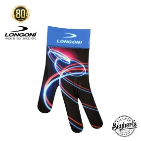 Longoni Left Hand Billiard Glove - Blue/Red Neon Swirls