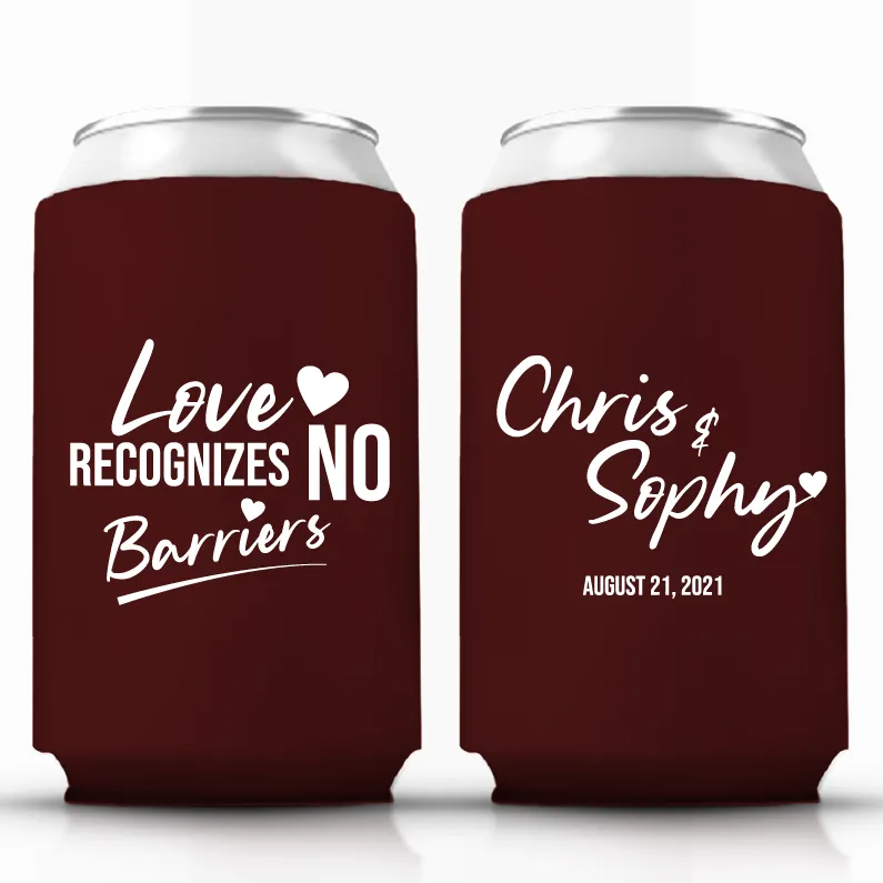 Love Recognizes No Barriers Wedding Can Coolers (316)