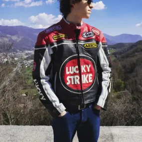 Lucky Strike Leather Jacket - Black & Red