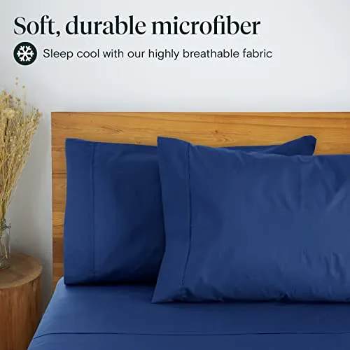 LuxClub 6 PC Sheet Set Sheets Deep Pockets 18" Eco Friendly Wrinkle Free Sheets Machine Washable Hotel Bedding Silky Soft - Navy Queen