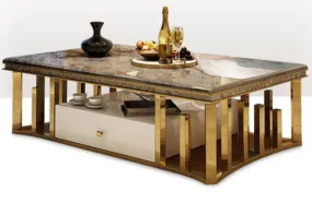 Luxury Natural Marble Stainless Steel Coffee Table