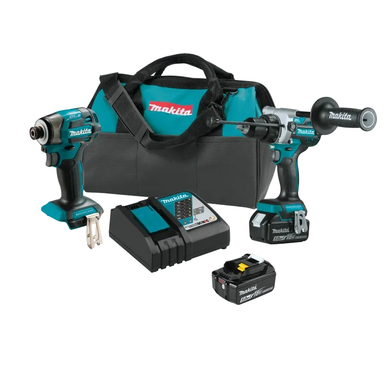 Makita XT297T 18V LXT Lithium-Ion Brushless Cordless 2Pc Combo Kit, XPH14Z, XDT20Z, bag (5.0Ah)   Free Tool