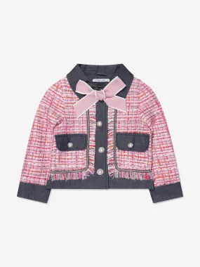 Mama Luma Girls Elegant Tweed Jacket in Pink