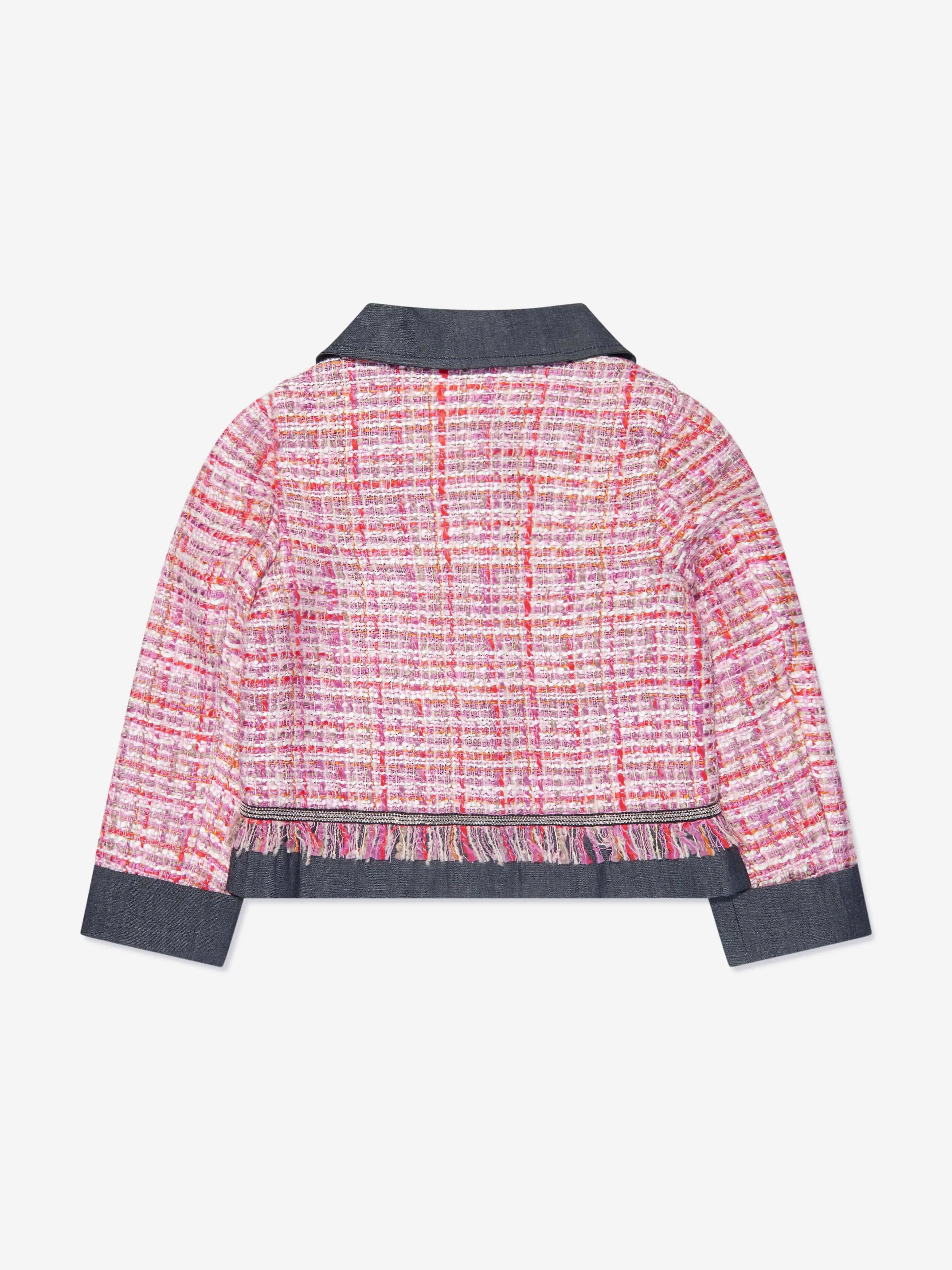 Mama Luma Girls Elegant Tweed Jacket in Pink