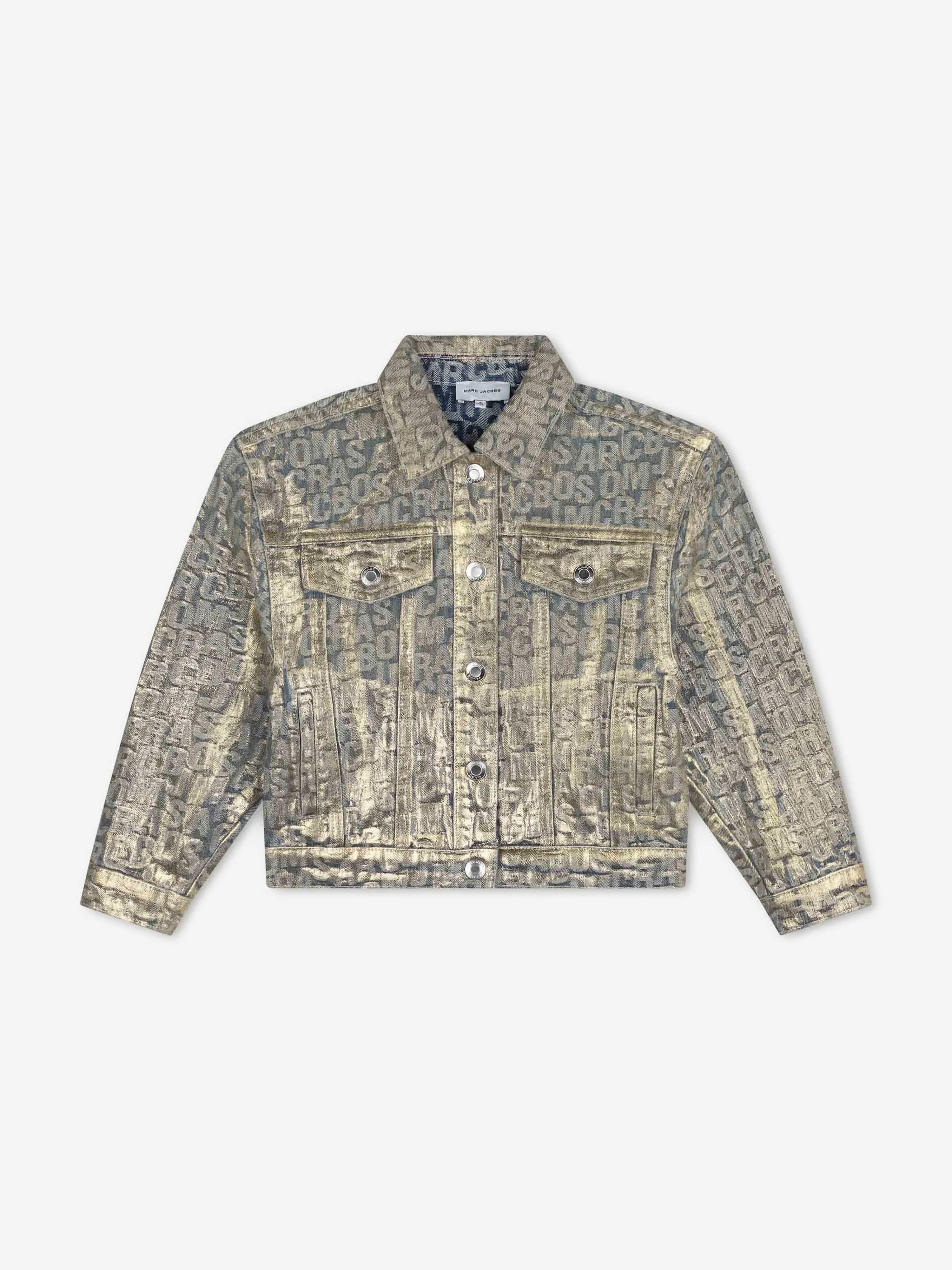 MARC JACOBS Girls Metallic Effect Denim Jacket in Gold