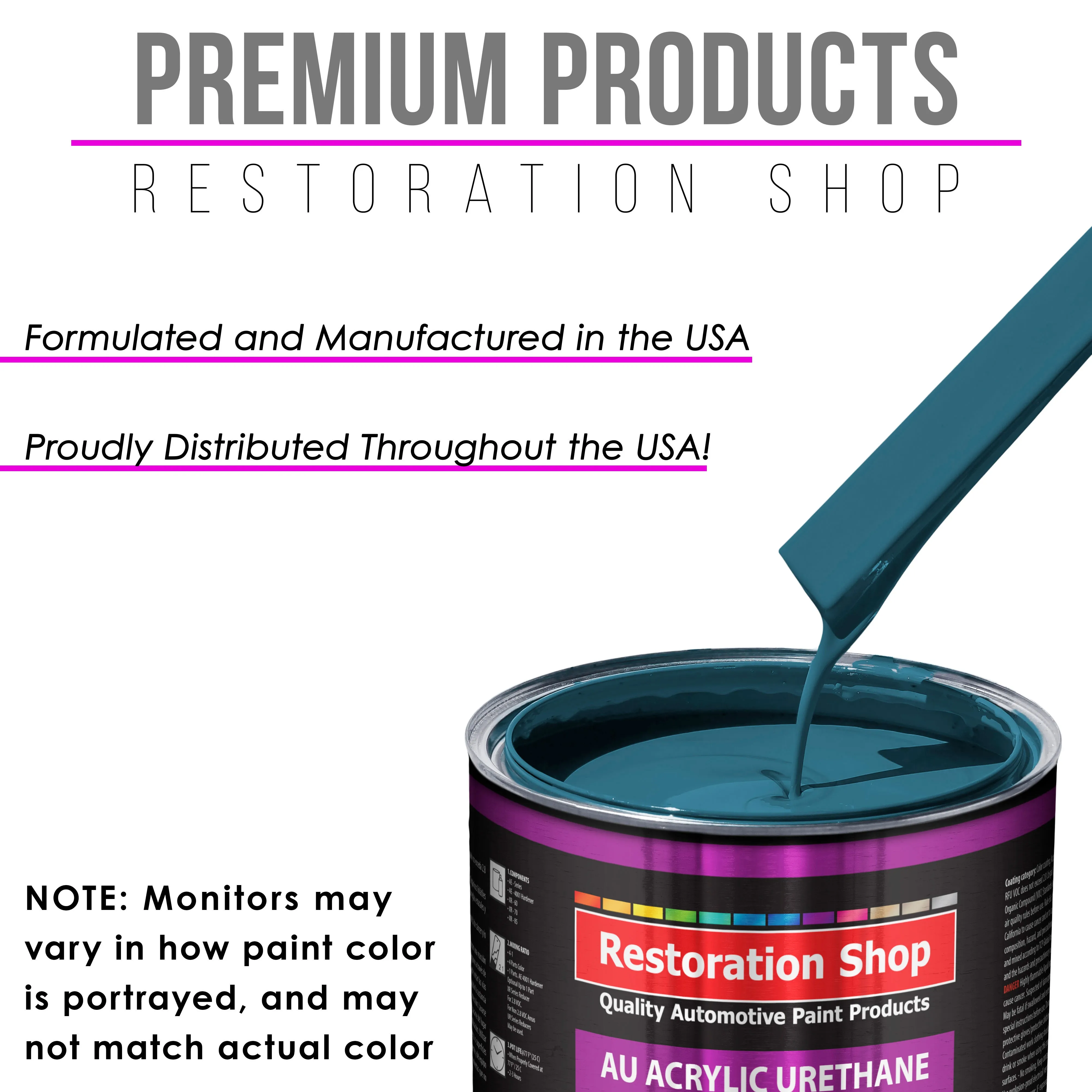 Medium Blue Acrylic Urethane Auto Paint - Complete Gallon Paint Kit - Professional Single Stage Automotive Car Truck Coating, 4:1 Mix Ratio 2.8 VOC