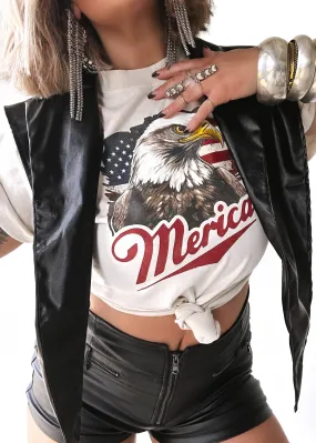 'MERICA BLEACHED OUT SIDE SLIT TEE