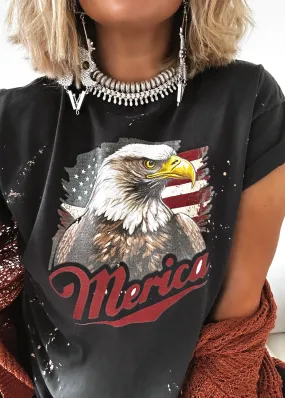 'MERICA BLEACHED OUT SIDE SLIT TEE