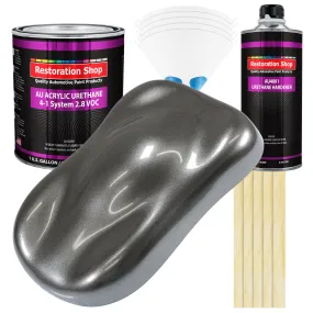 Meteor Gray Metallic Acrylic Urethane Auto Paint - Complete Gallon Paint Kit - Professional Single Stage Automotive Car Coating, 4:1 Mix Ratio 2.8 VOC