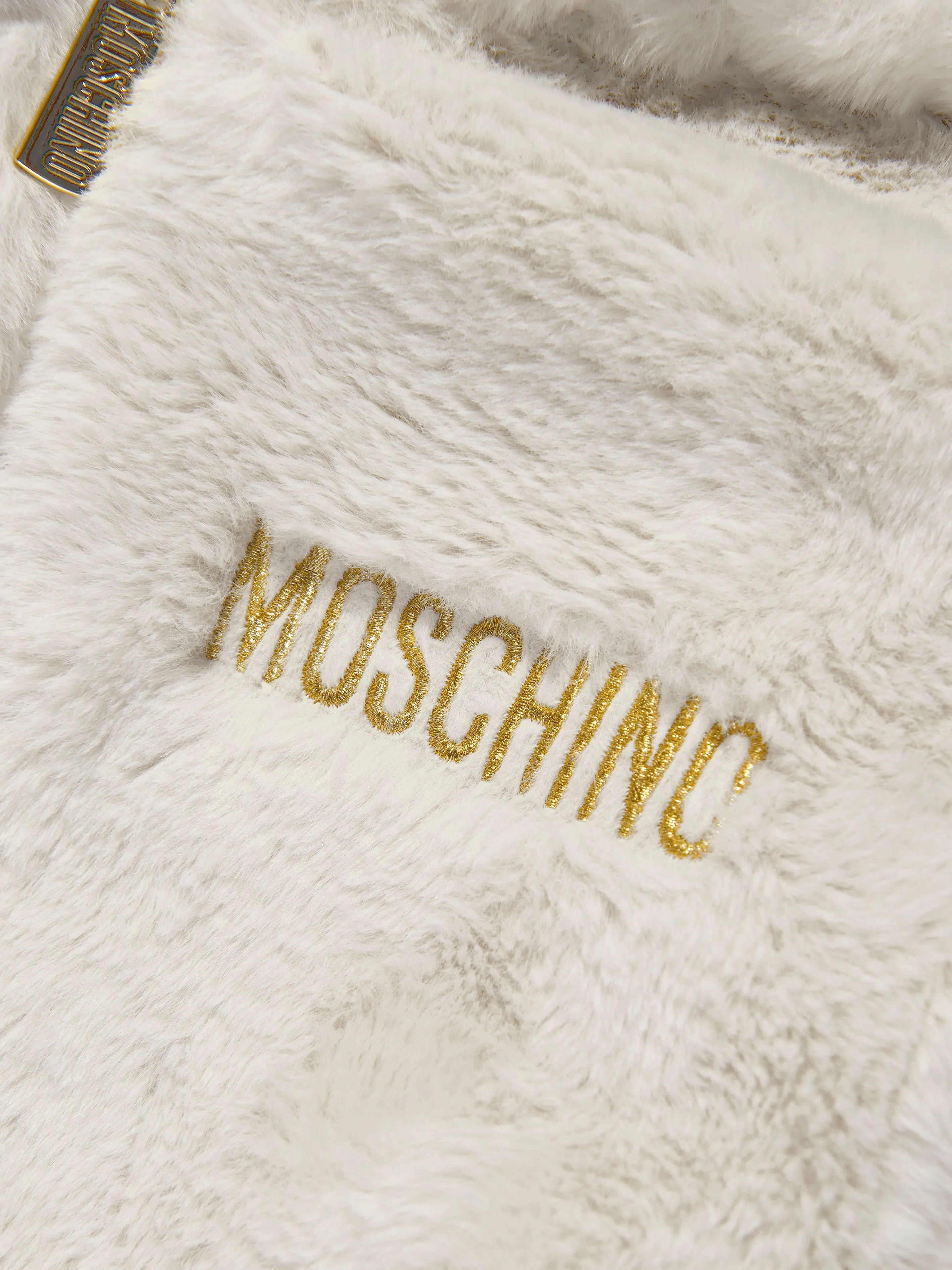 Moschino Girls Hooded Zip Up Jacket in Ivory