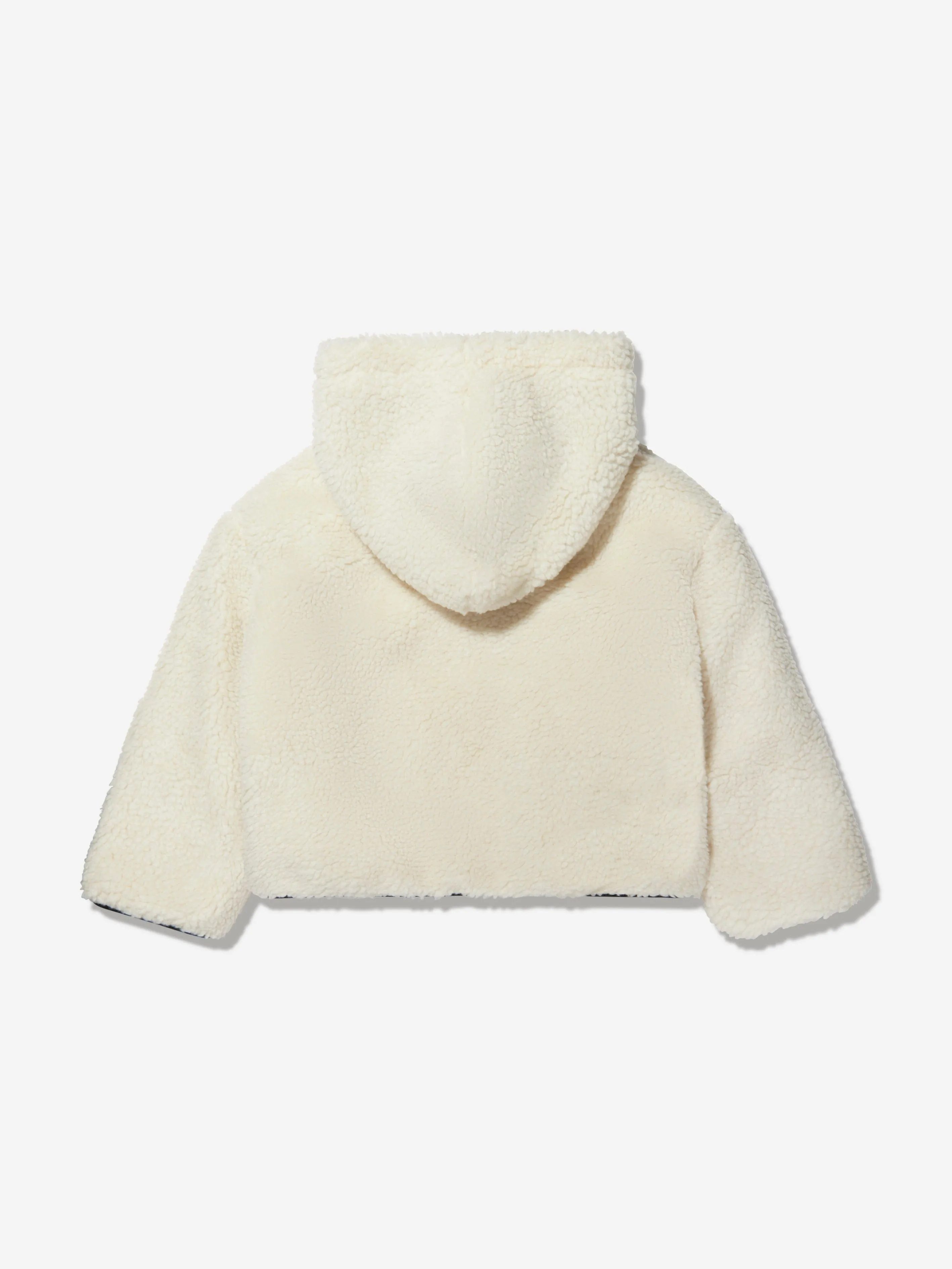 Moschino Kids Hooded Zip Up Jacket in Ivory