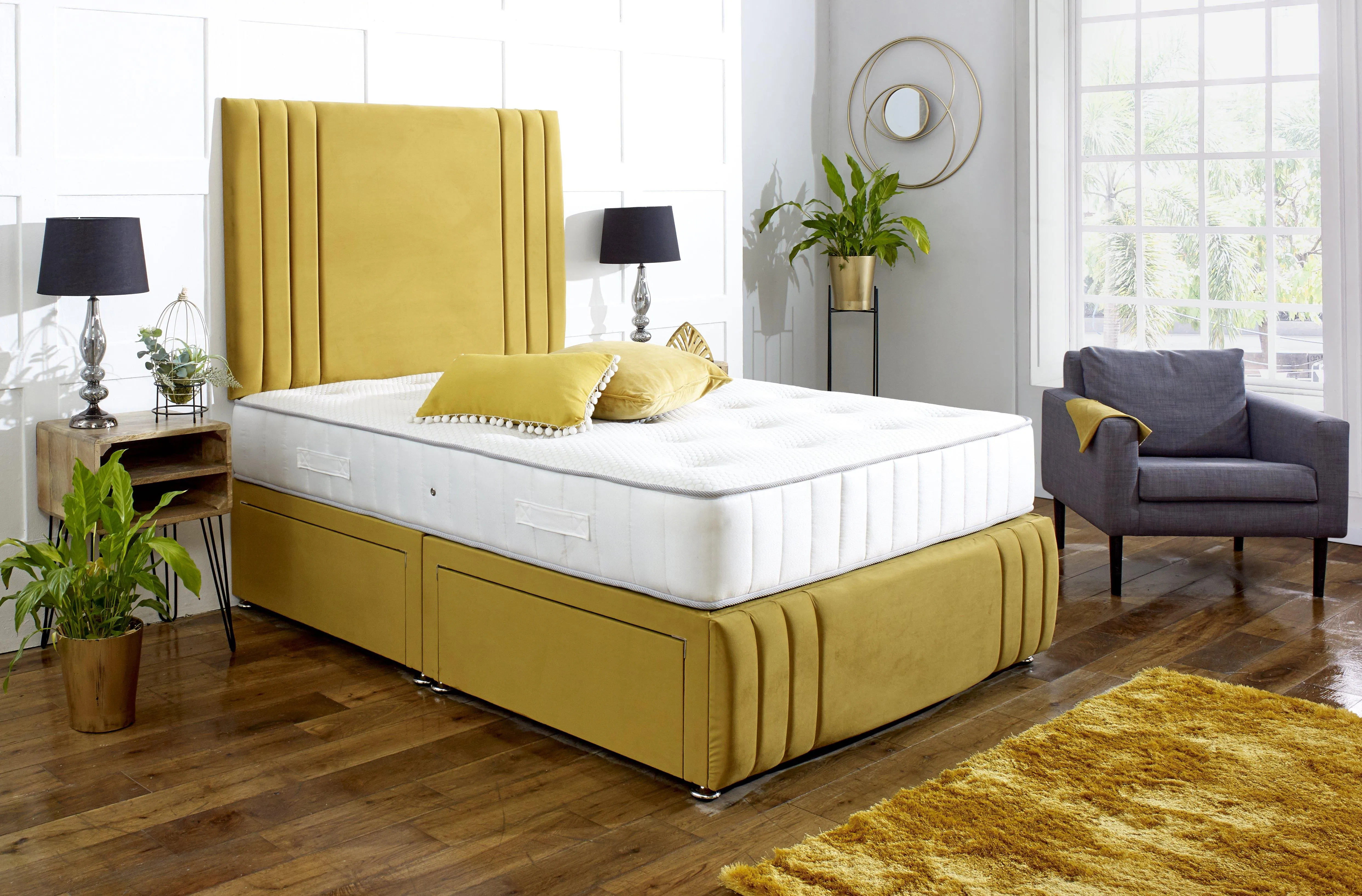 Naples Divan Bed Set with Tall Headboard and Footboard