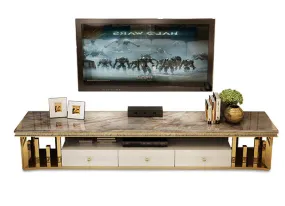 Natural Marble Stainless Steel TV Stand  Living Room Home Furniture