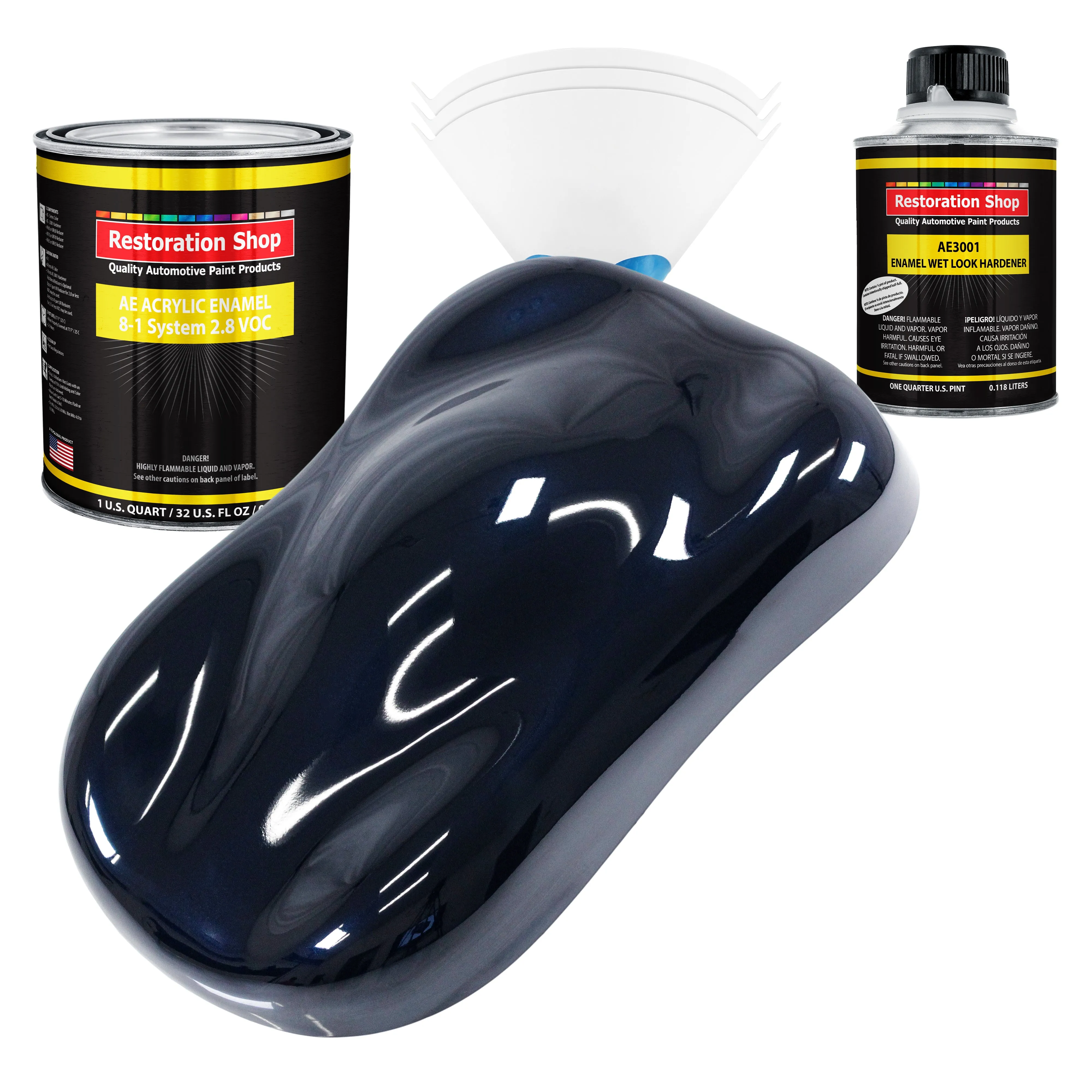 Nightwatch Blue Metallic Acrylic Enamel Auto Paint - Complete Quart Paint Kit - Pro Single Stage Automotive Car Truck Coating, 8:1 Mix Ratio 2.8 VOC