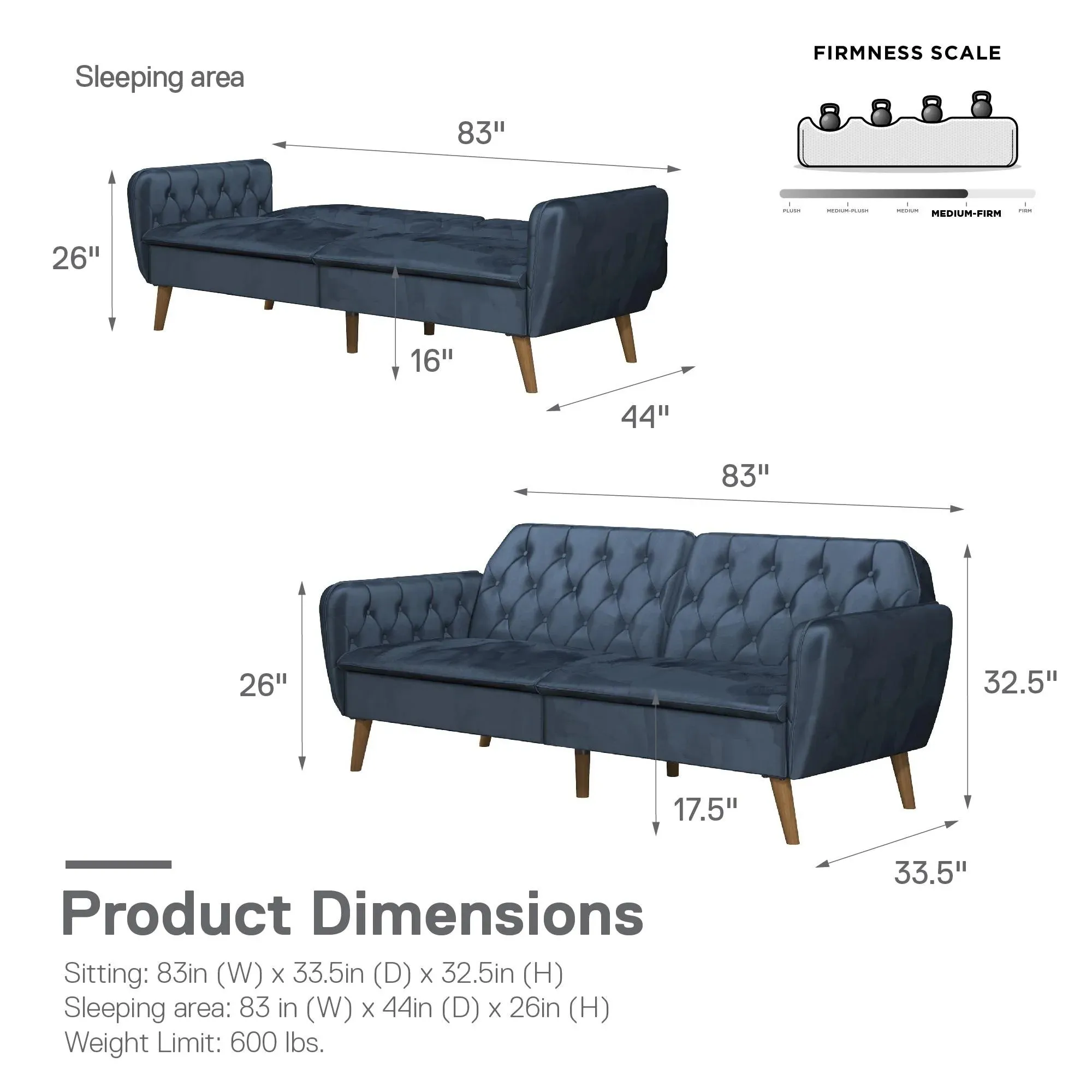Novogratz Tallulah Memory Foam Futon