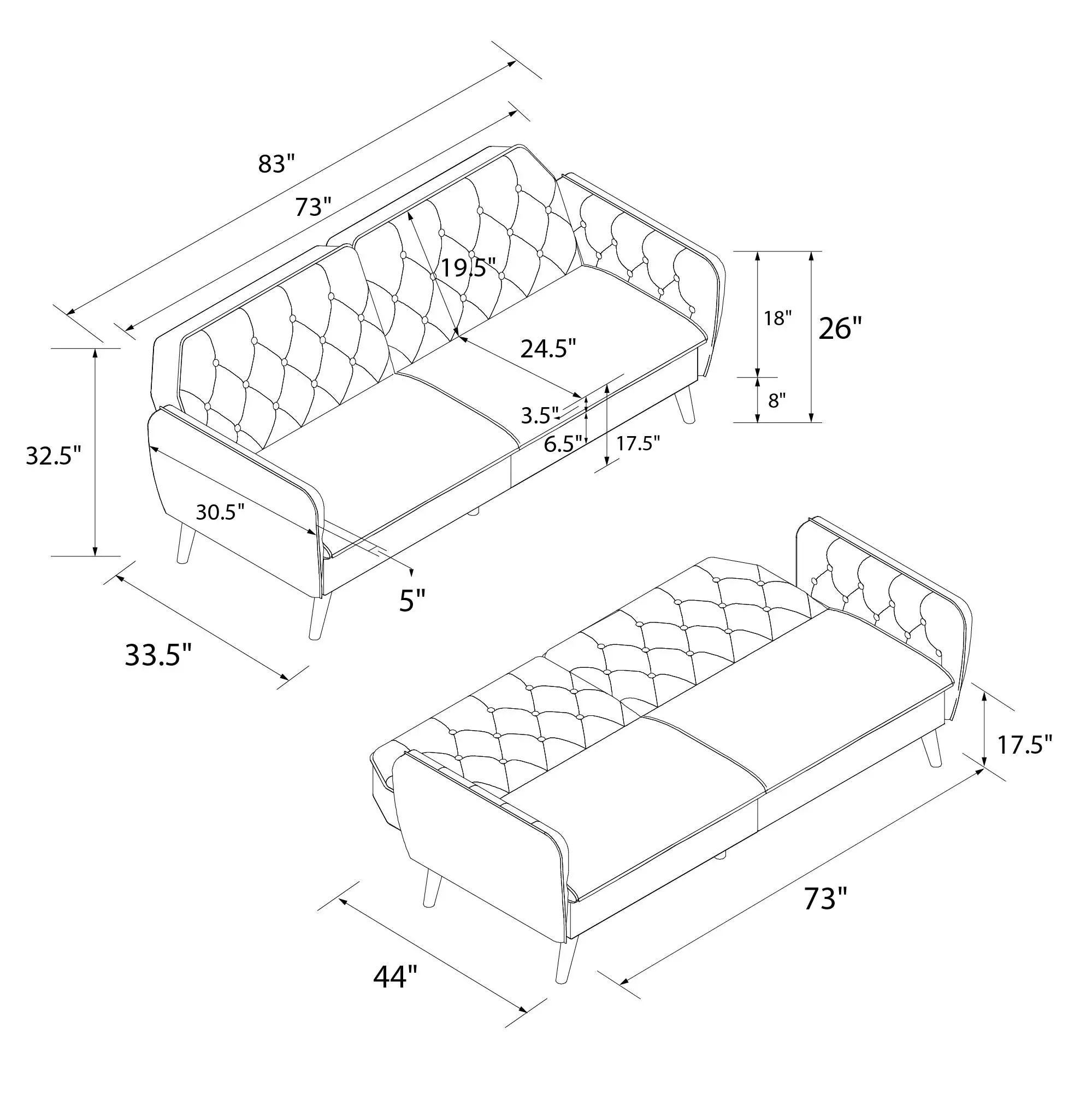 Novogratz Tallulah Memory Foam Futon