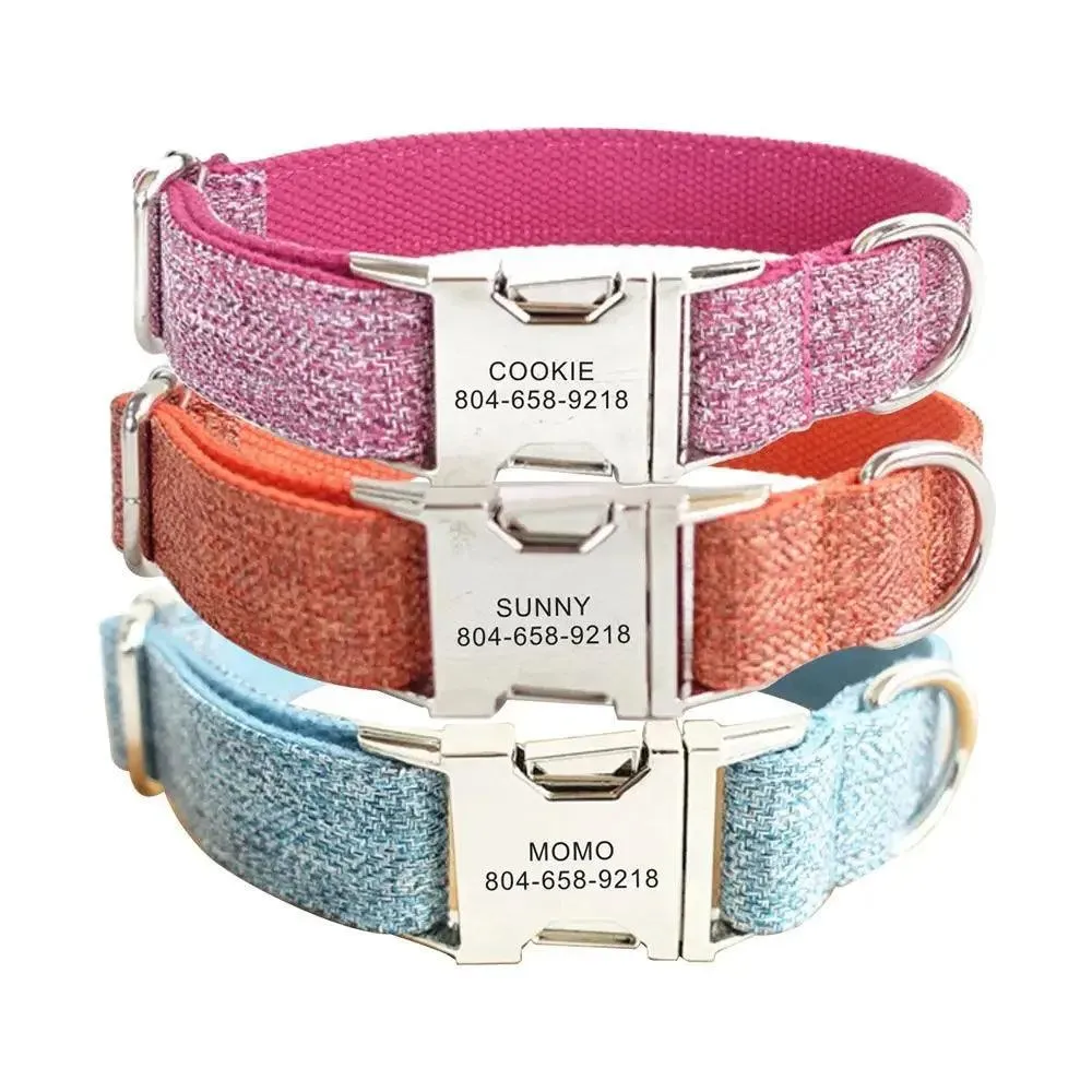 Nylon Dog Collar Set: Personalized Engraving & Free Leash - Safety & Style Combo