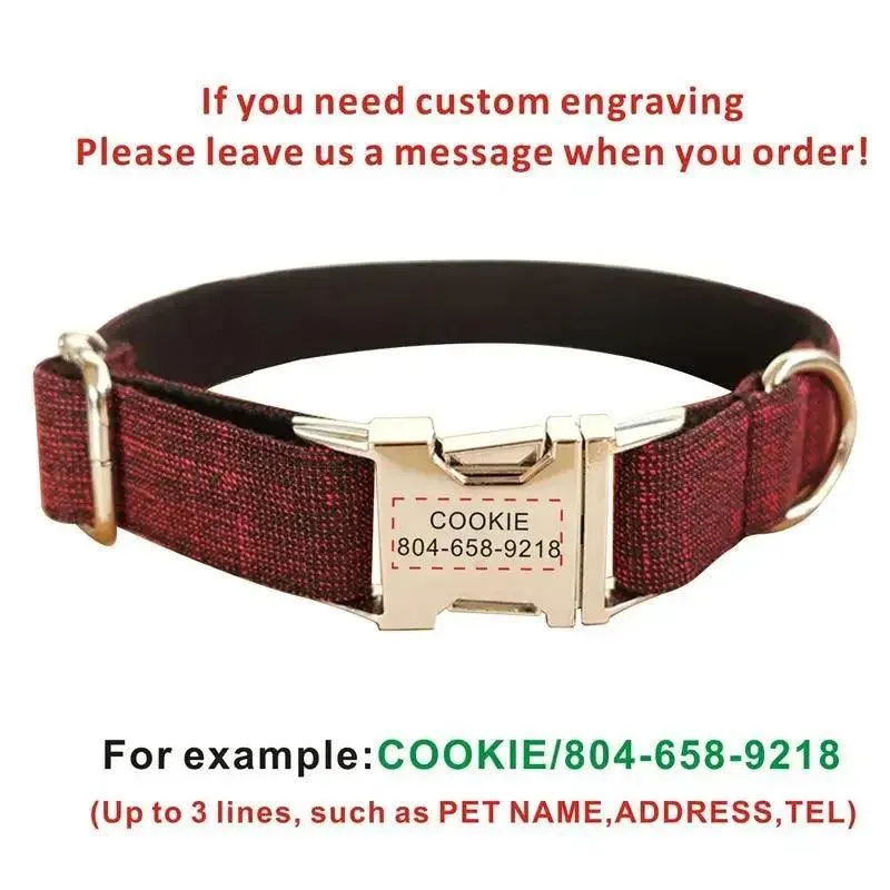 Nylon Dog Collar Set: Personalized Engraving & Free Leash - Safety & Style Combo