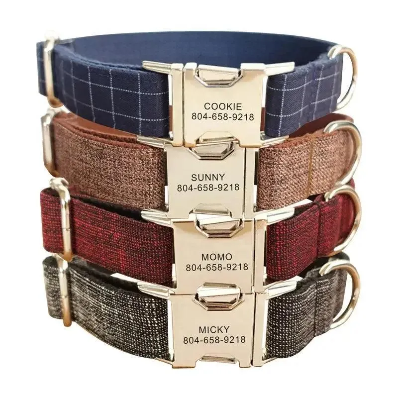Nylon Dog Collar Set: Personalized Engraving & Free Leash - Safety & Style Combo
