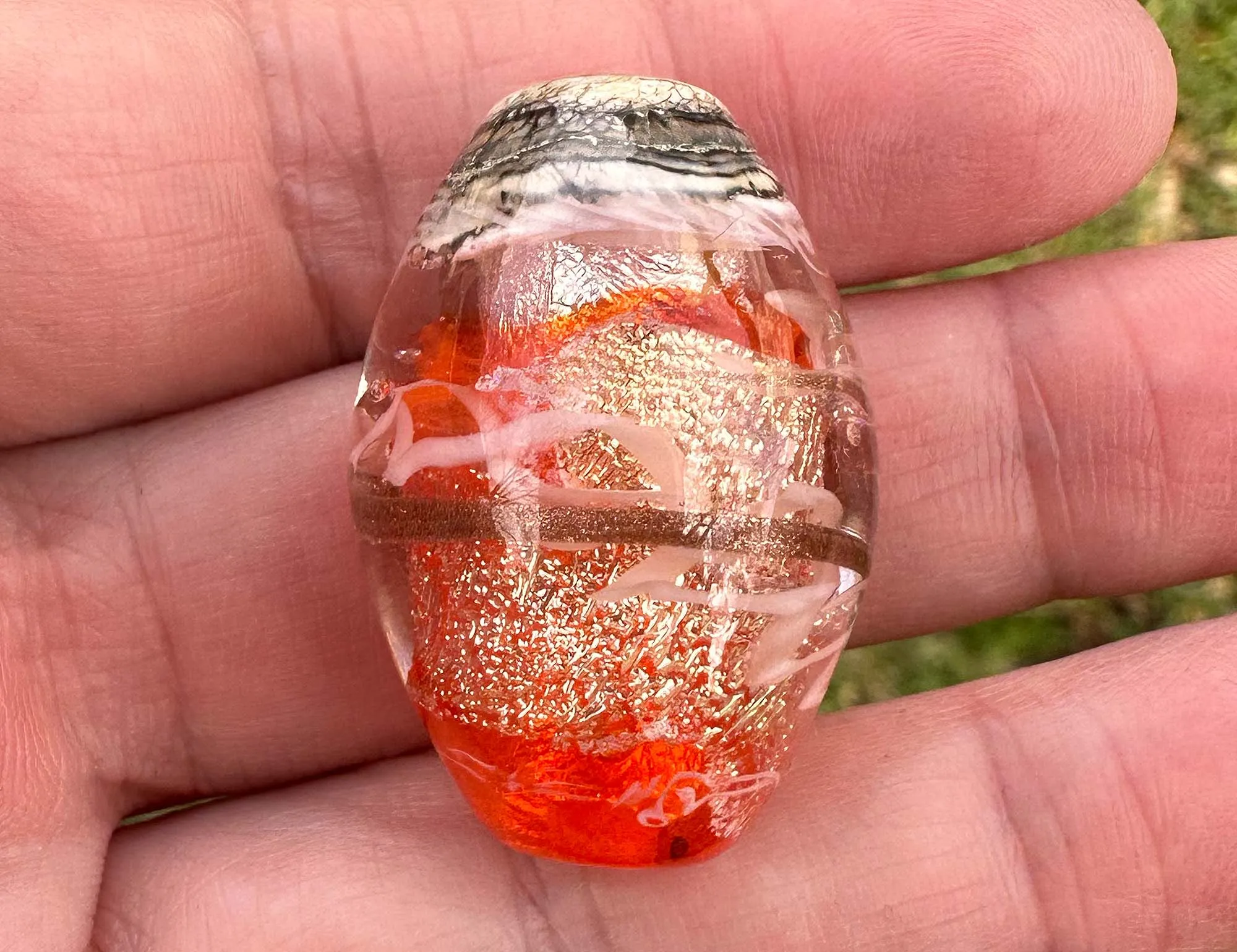 Orange Dichroic Organic Lampwork Focal Bead SRA
