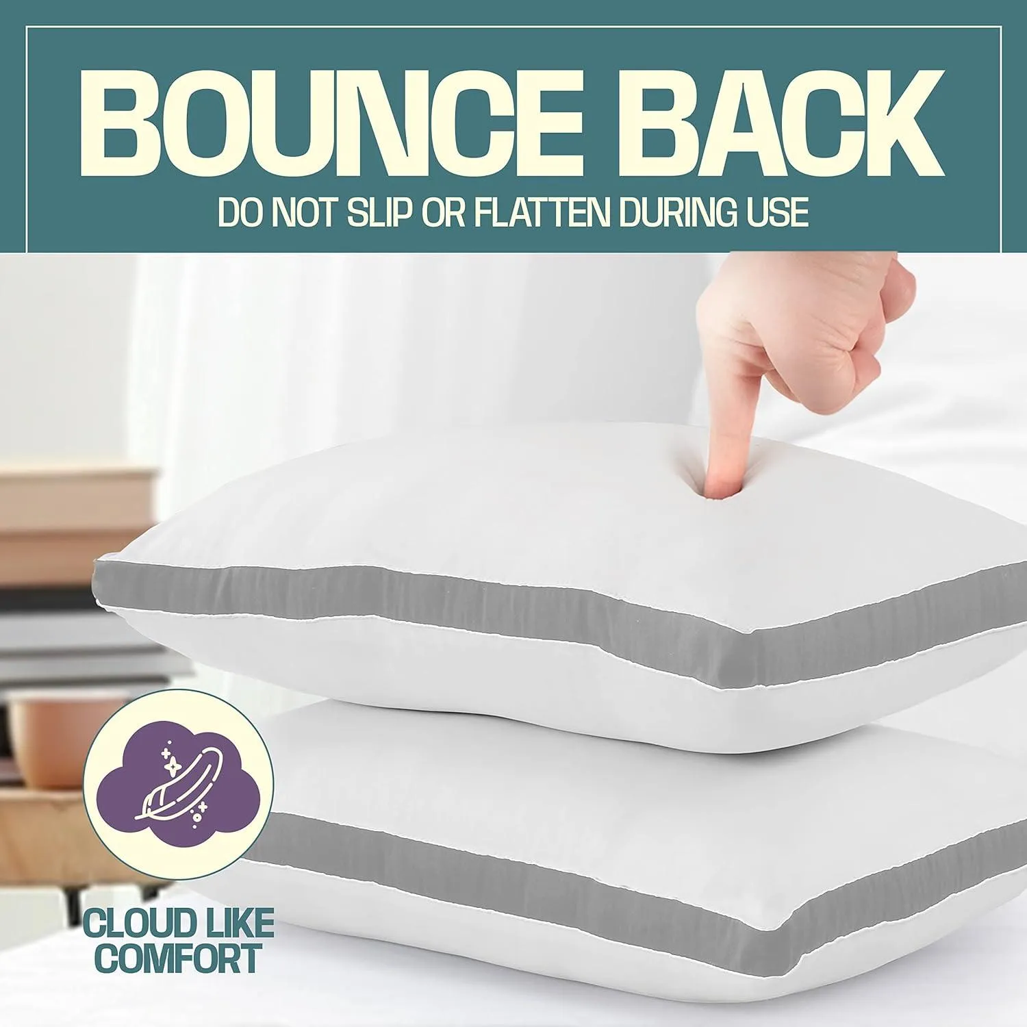 Pack of 2 Luxury Soft Pillows – Hypoallergenic Bed Pillows