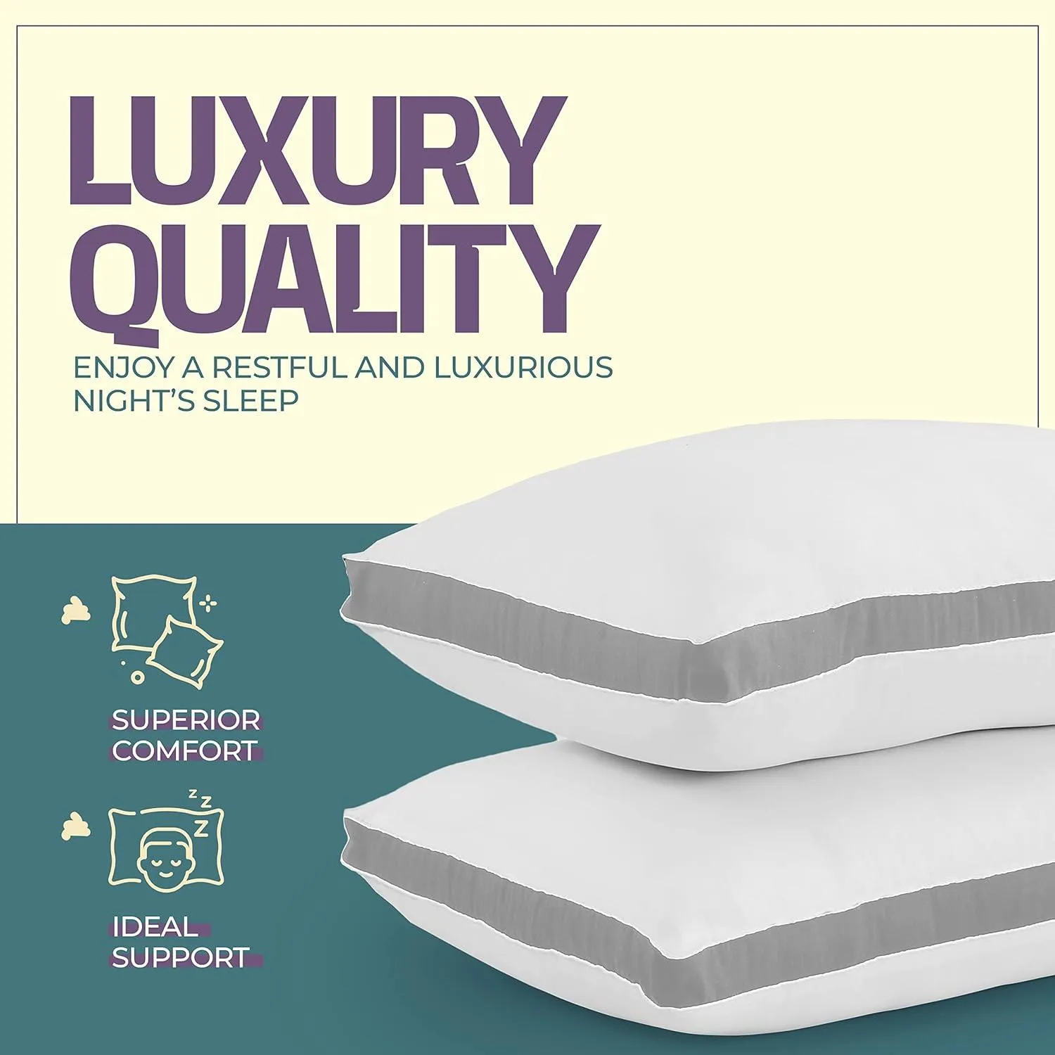 Pack of 2 Luxury Soft Pillows – Hypoallergenic Bed Pillows