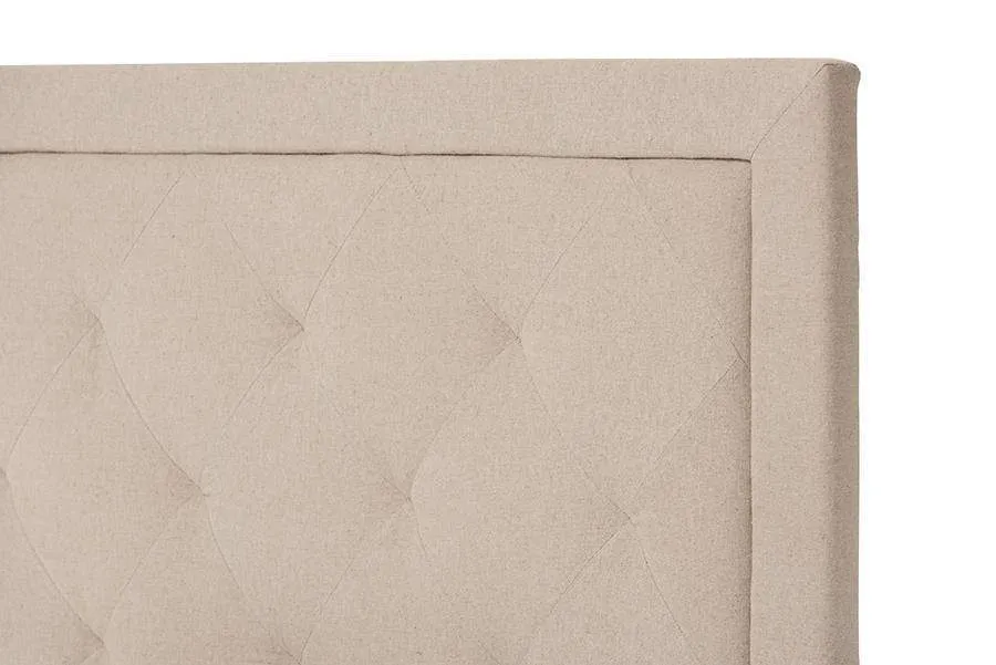 Paris Modern and Contemporary Beige Linen Upholstered Twin Size Tufting Bed